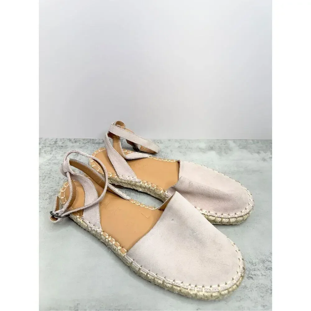 Splendid Espadrille Size 6 Pink‎ Leather Suede Ankle Strap Padded Round Toe Shoe